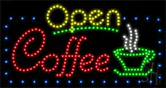 LED Open Coffee Sign Animation