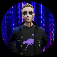 3D avatar with neon outline and glitch effect