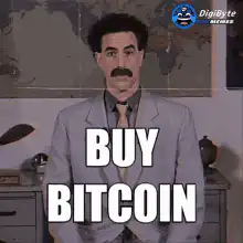 Borat gives thumbs up buy bitcoin