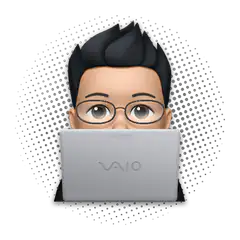 Man with glasses using Sony VAIO laptop