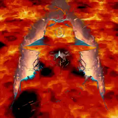 Bitcoin Logo in Fiery Background