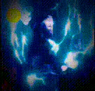 Goku powering up with blue aura