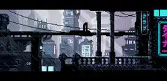 Pixel Art Train Passing in Rain