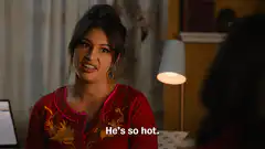 Woman in red shirt says he's so hot