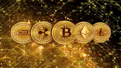 Golden Cryptocurrency Coins