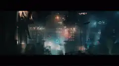 View of a futuristic city through a window