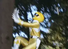 Yellow Ranger hits tree and flies up