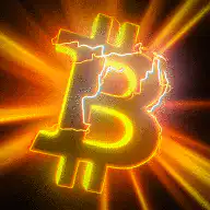 Glowing Bitcoin Logo with Lightning