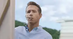 Ryan Reynolds with pencil in mouth