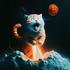 Cat launching into Bitcoin