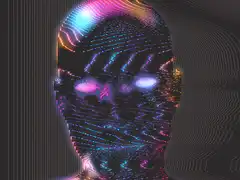 Glitchy head with are you real popups