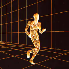 Running Bitcoin wireframe man