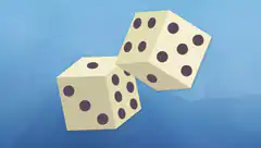 Two dice on blue background