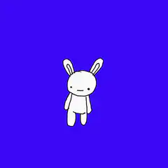 White rabbit on blue background
