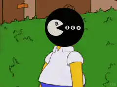 Pac-Man Simpsons character eats currency symbols