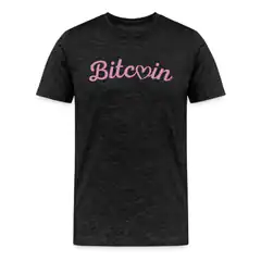 Black t-shirt with pink Bitcoin text