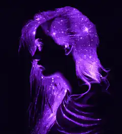 purple glowing woman silhouette