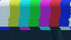 Color bars with heavy glitch distortion
