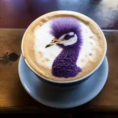 Purple bird latte art