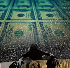 Silhouette watching money rain