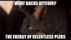 What backs bitcoin the energy of relentless plebs