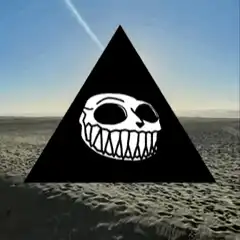 Smiling Skull in Black Triangle