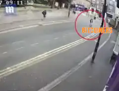 Bus crashes into pole labeled Bitcoiners
