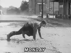 Man crawling in mud on Monday