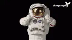 Astronaut giving thumbs up with Bitcoin logo