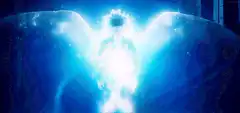 Glowing angelic figure with wings