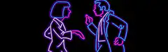 neon couple arguing