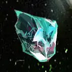 Glowing teal crystal in space