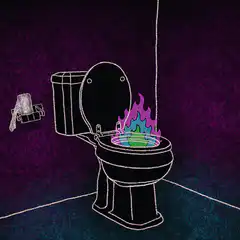 Toilet with fire in bowl