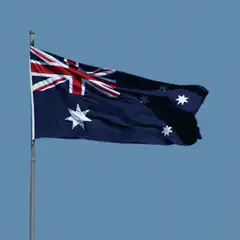 Australian flag waving in the wind