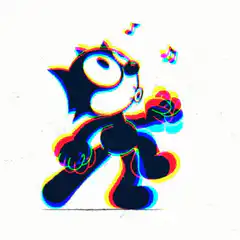 Cats walking with glitch effect