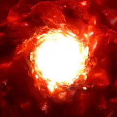 Red fiery portal opening