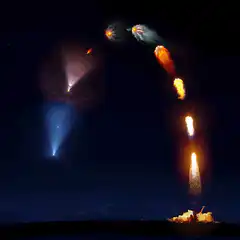 Rocket launch with comet trail