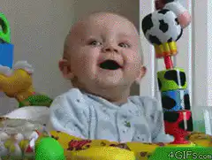 Baby laughing then shocked