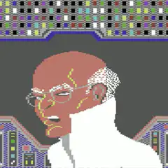 pixel art bald man with glasses