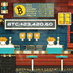 pixel art bitcoin coffee shop