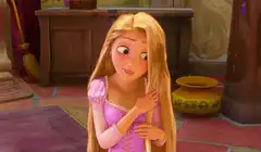 Rapunzel playing with her hair