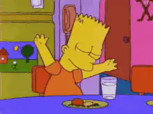 Bart Simpson eating dinner