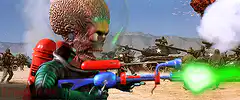 Brain alien firing green laser gun