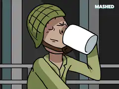 Soldier drinking from a cup