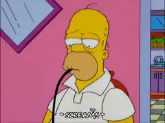 Homer Simpson gets shocked by a cable