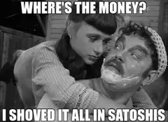 Where's the money I shoved it all in satoshis