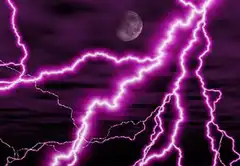 purple lightning storm with moon