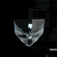 Glitchy metallic face mask animation