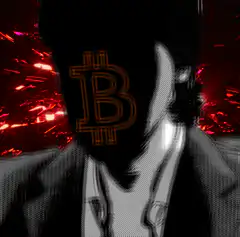 Bitcoin Guy with Red Sparks