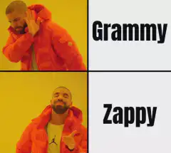 Drake meme rejecting Grammy, approving Zappy